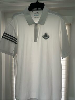 adidas White Polo with Gray Trim and Crest